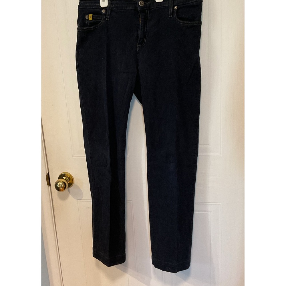 Second Yoga Jeans Straight Leg Womens 30 Dark Blue Excellent Stretch SWP-1124